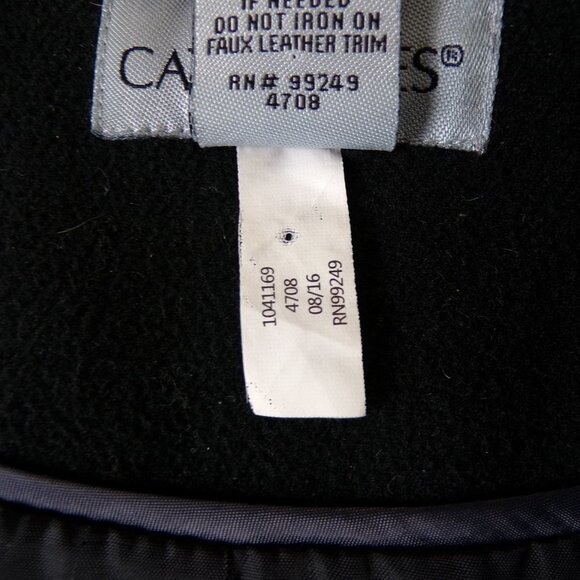 Catherine's Faux Wool Double Breasted Long Pea Coat Faux Leather Trim 1X #973 - Picture 12 of 15